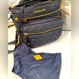 MZ Wallace Crossbody Navy and Gold